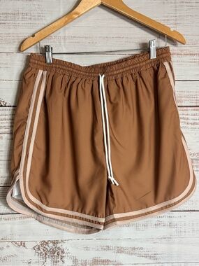Little Lamb & Co Dad Trunks Tan Athletic Drawstring with Contrast Trim size M